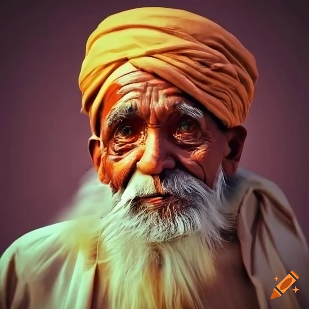 portrait of an old man wearing a taj