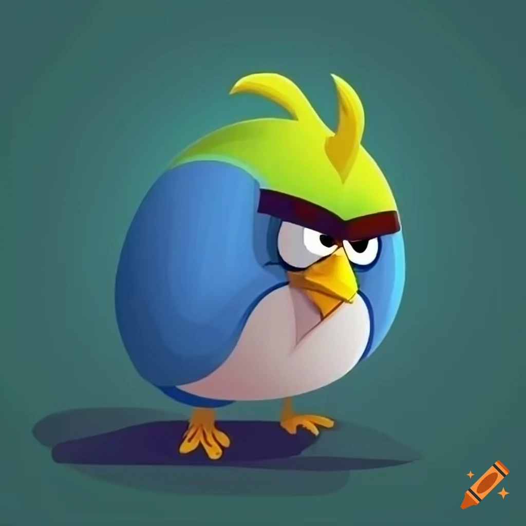 Vector art of an angry yellow and blue bird