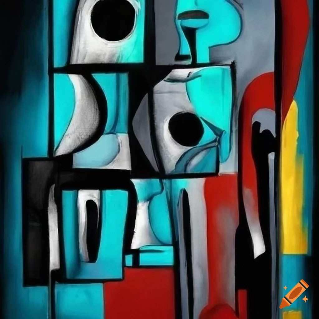 abstract monochrome expressionist art with blue and yellow touches