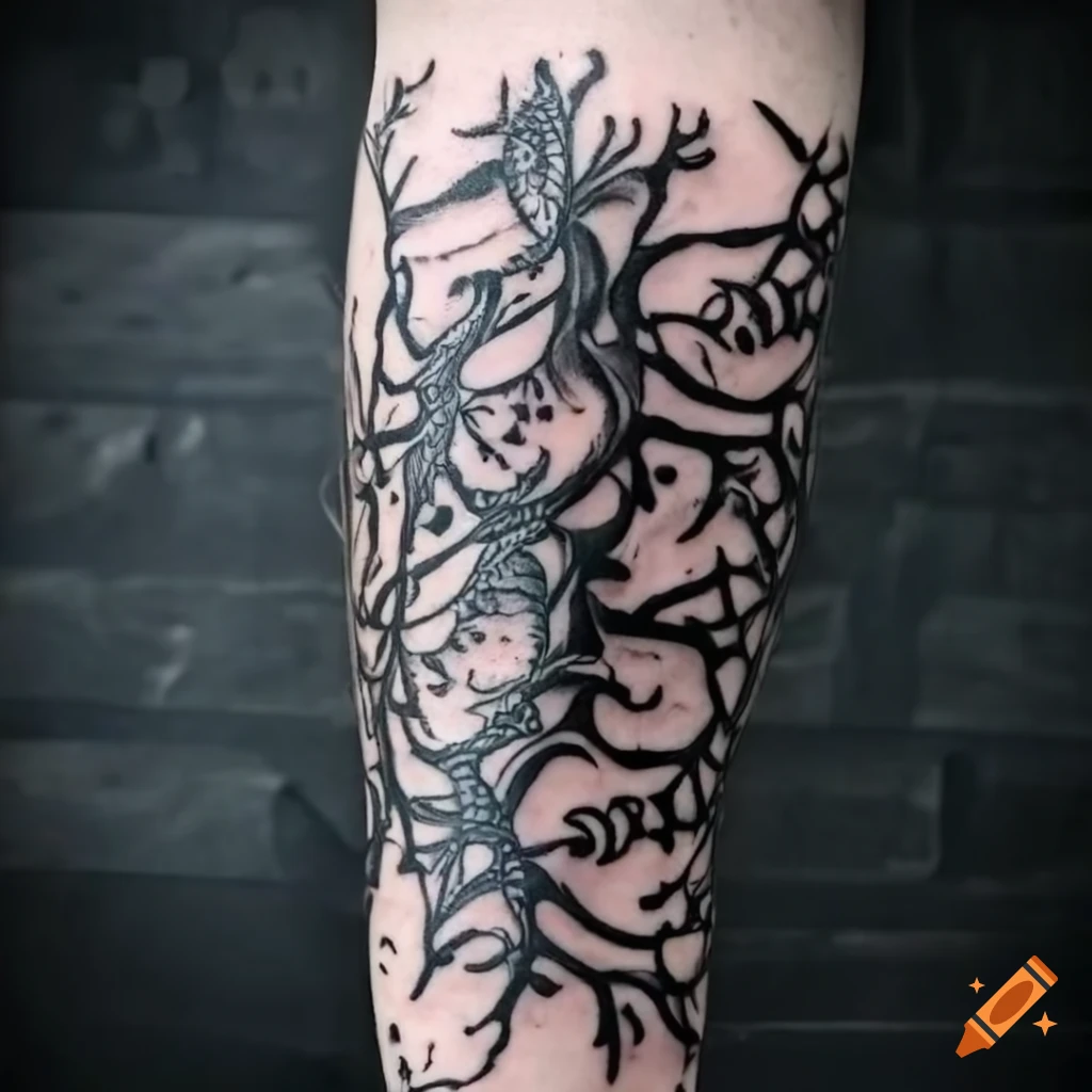 Tattoo uploaded by Erika Gao • #trees #foresttattoo #blackout #legtattoo  #freehandtattoo • Tattoodo