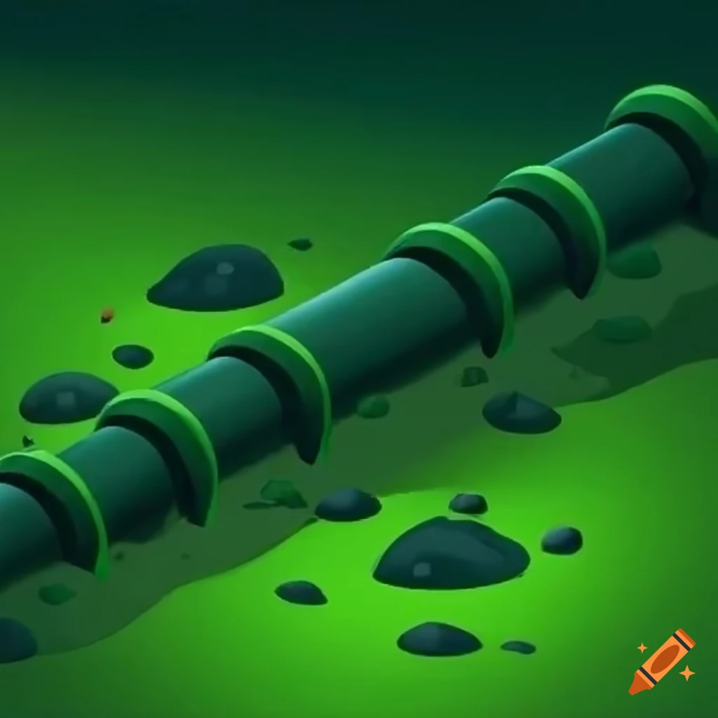 isometric view of sewer pipes with green fumes