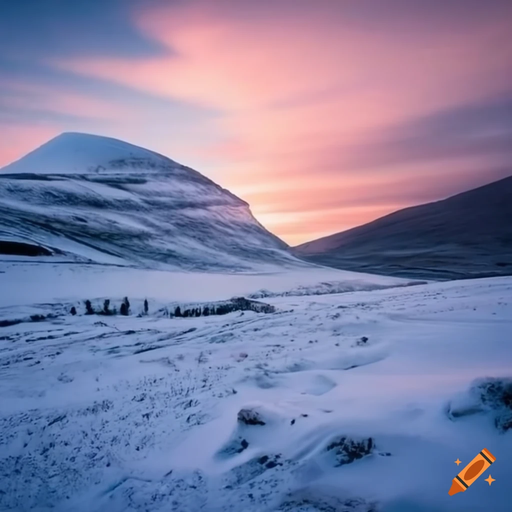 Snowy hill in scotland