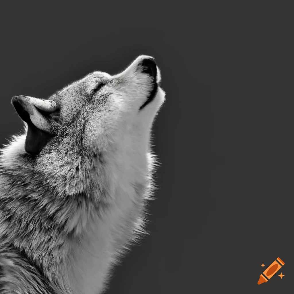 minimalist art of a howling wolf