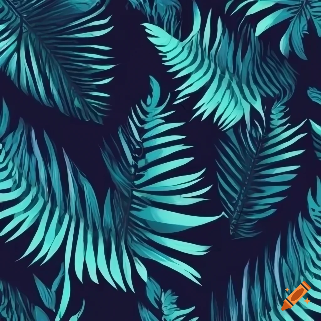 vector art of a dark blue tropical jungle