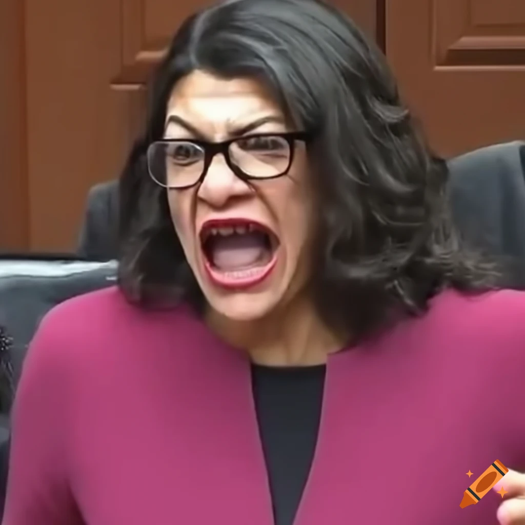 photo of Rashida Tlaib expressing strong emotions