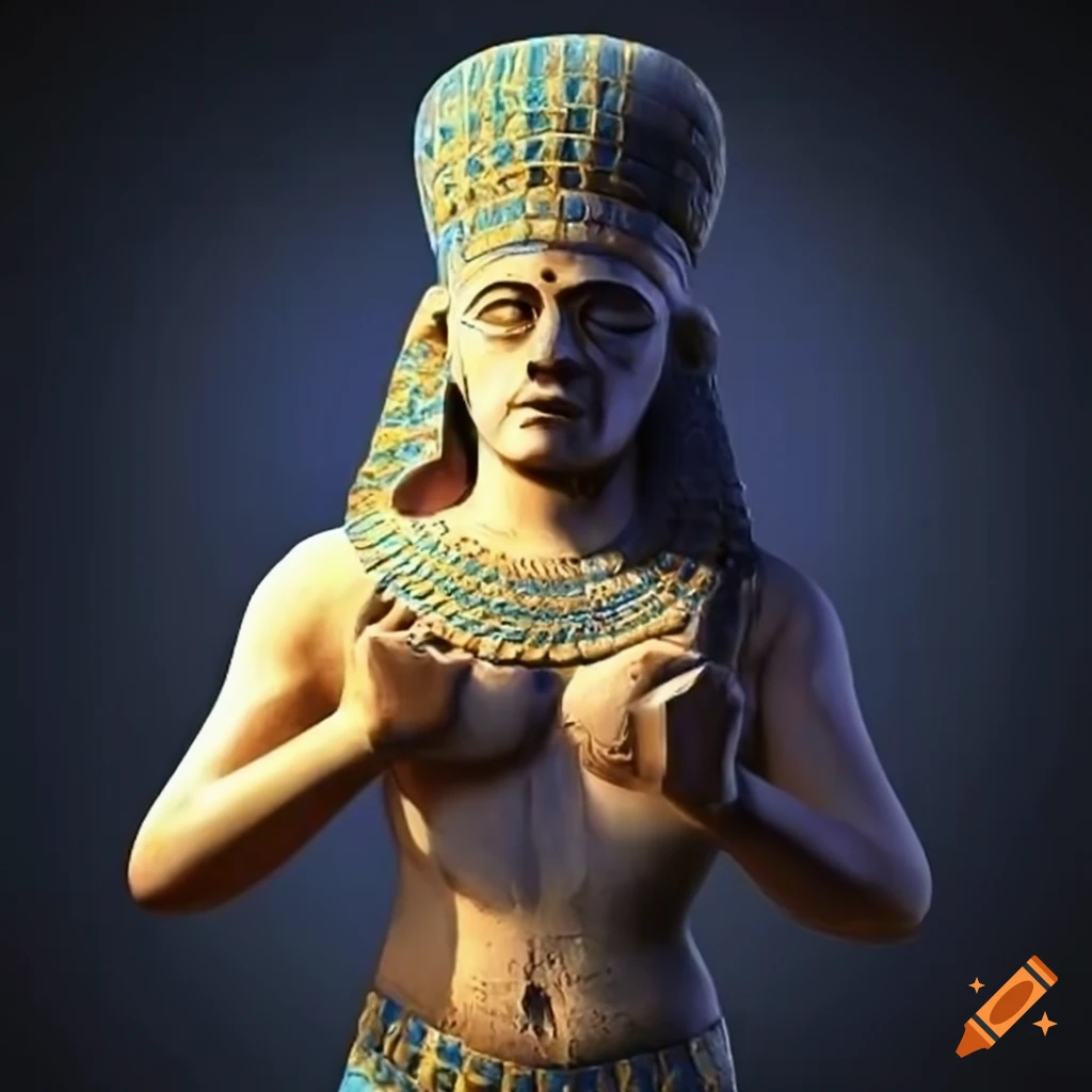 babylonian-god-observing-his-idol-with-temple-onlookers