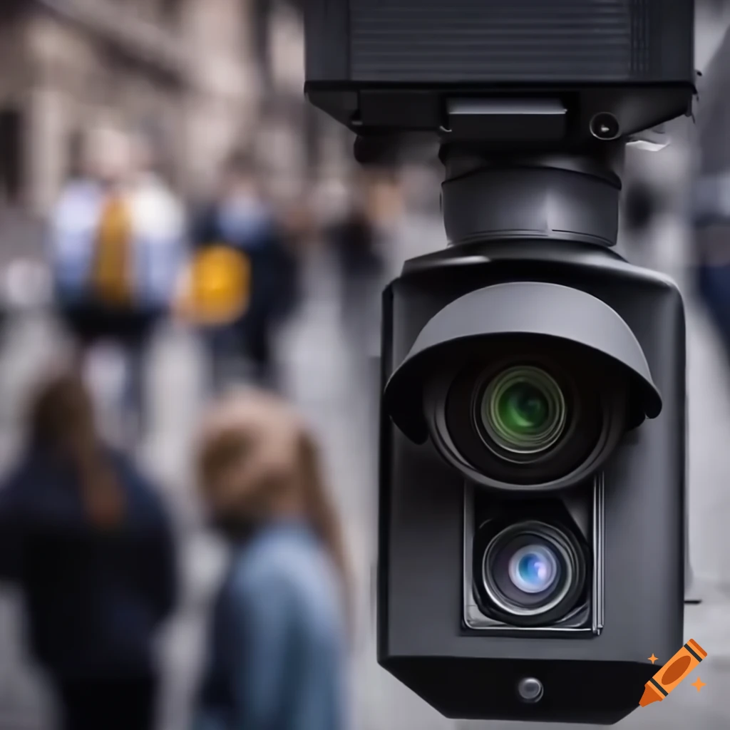 surveillance camera focused on people walking on the street