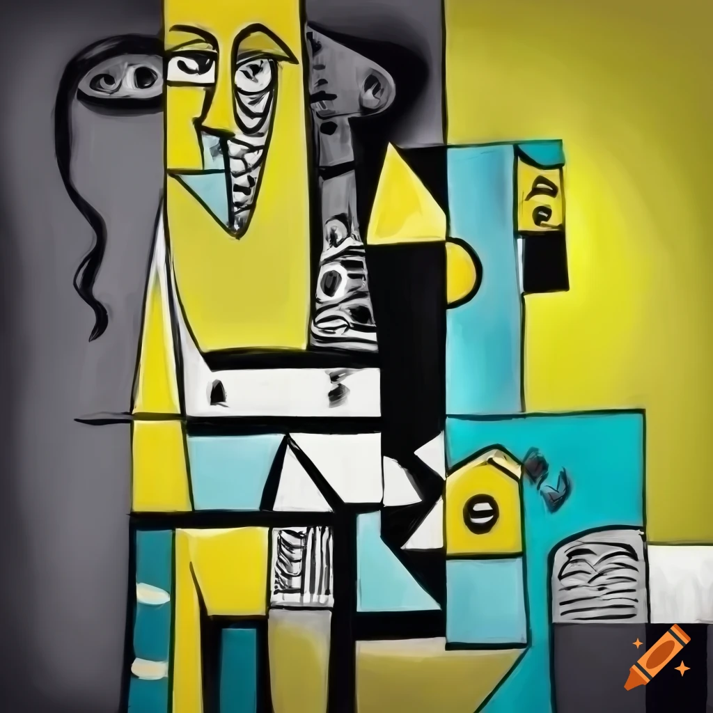surreal room scene with cubist elements