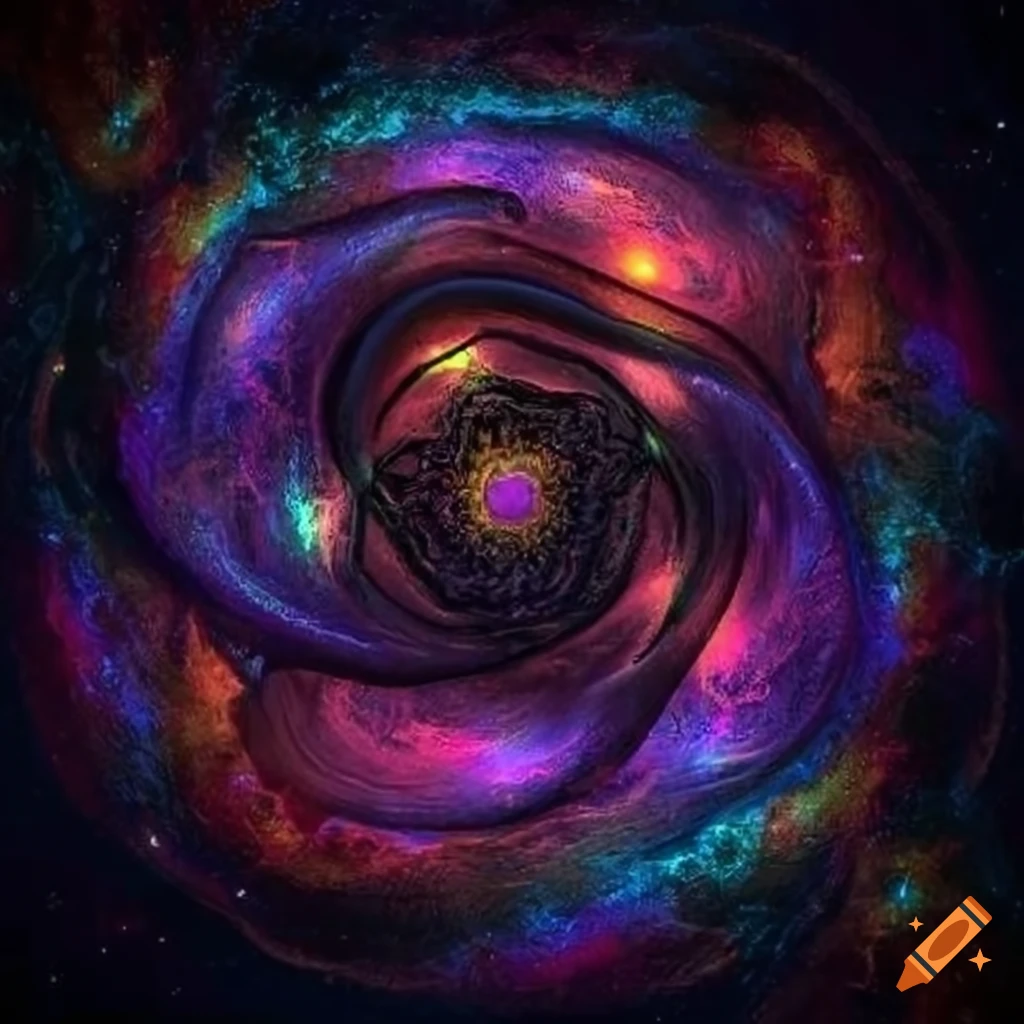 multicolored cosmic eldritch entity in dark space