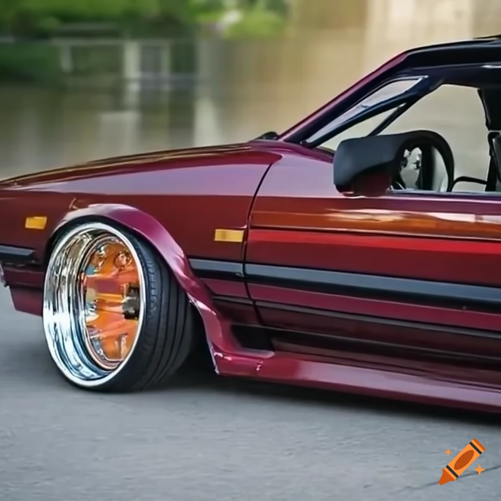 close-up of a decked out lowrider-style 1982 Toyota Celica Supra