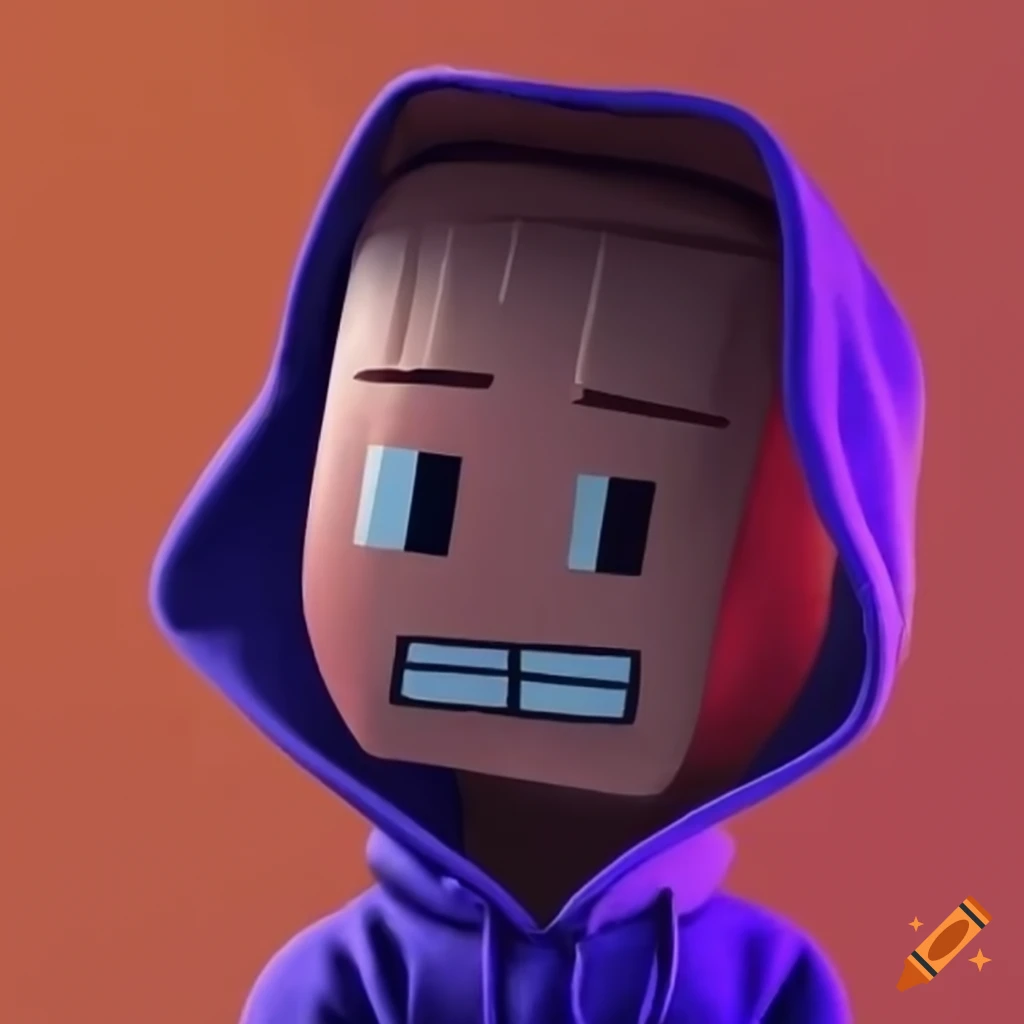 Block-headed figure wearing a hoodie