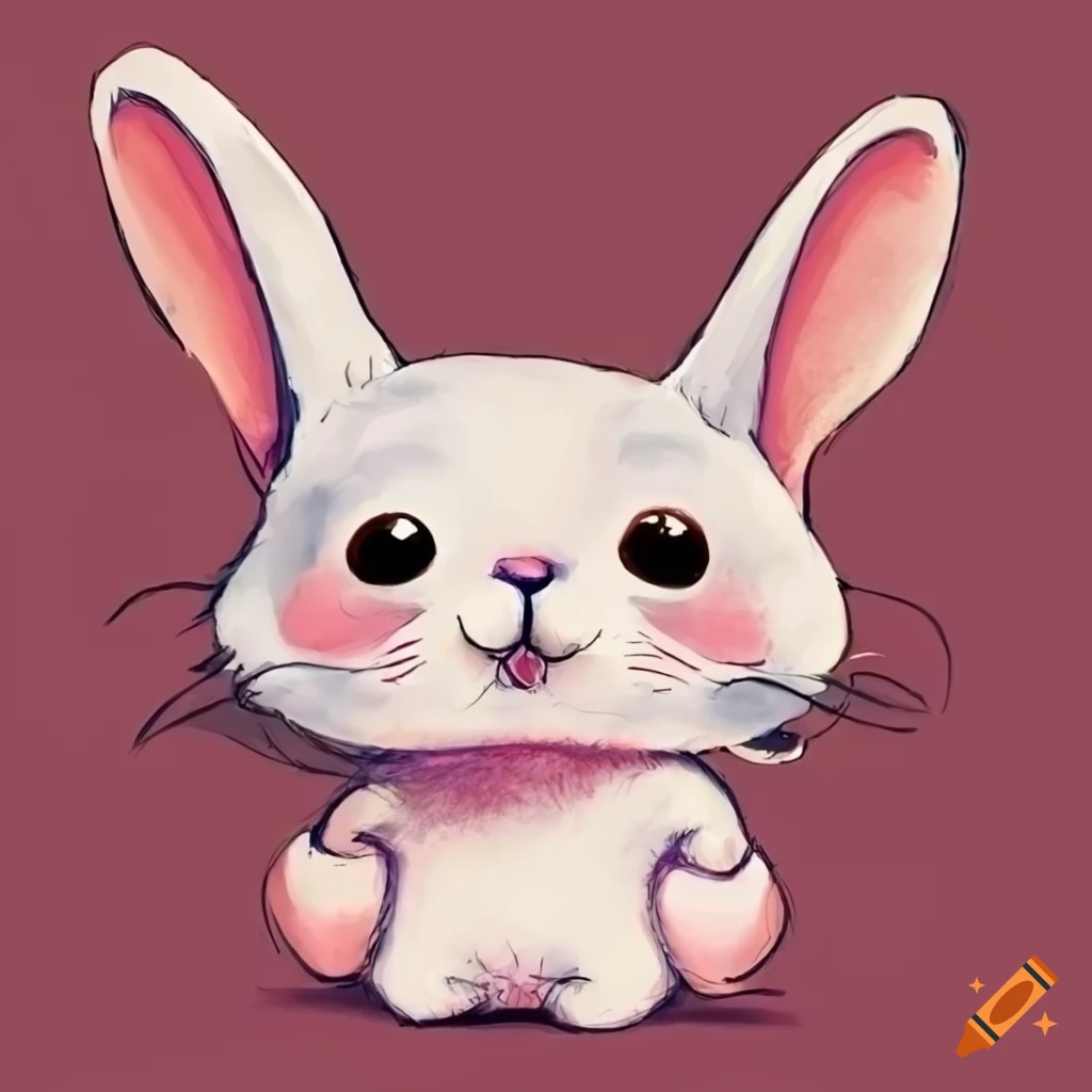 Cute and happy bunny drawing
