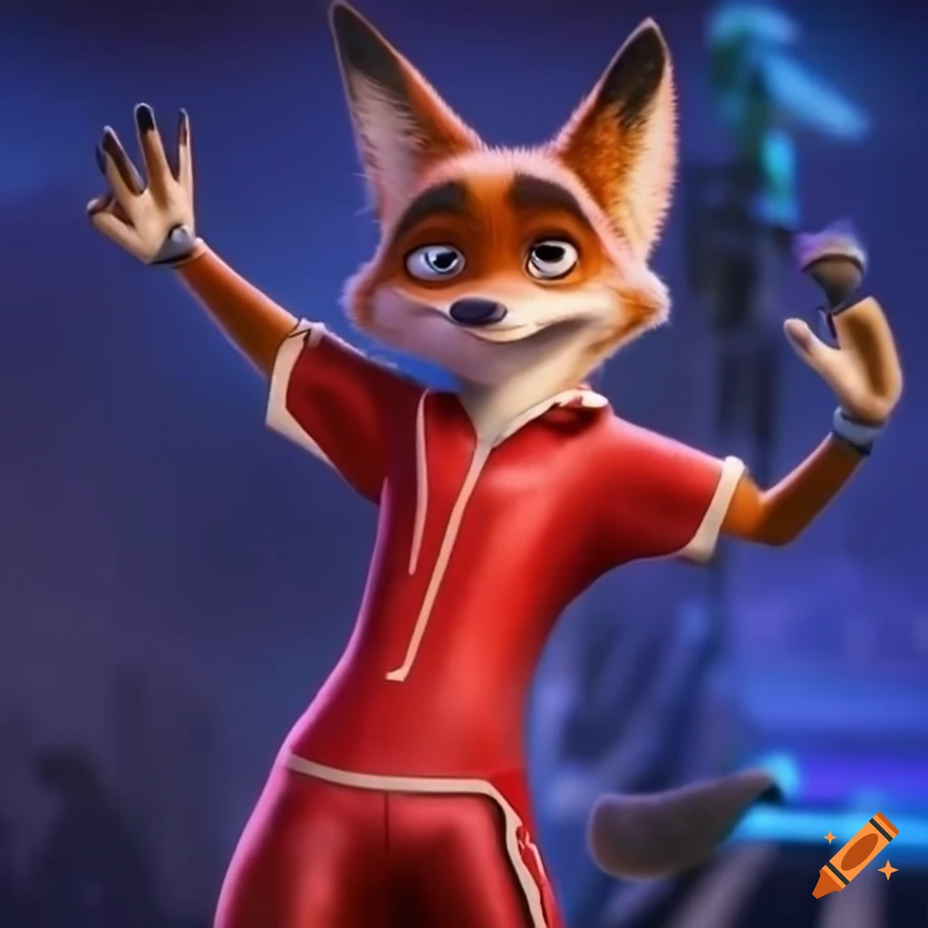 image of Fox Sora wearing a red wrestling singlet in Zootopia