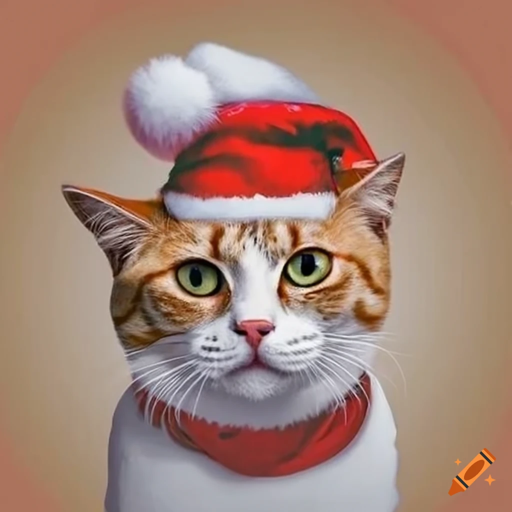 cat wearing a santa hat