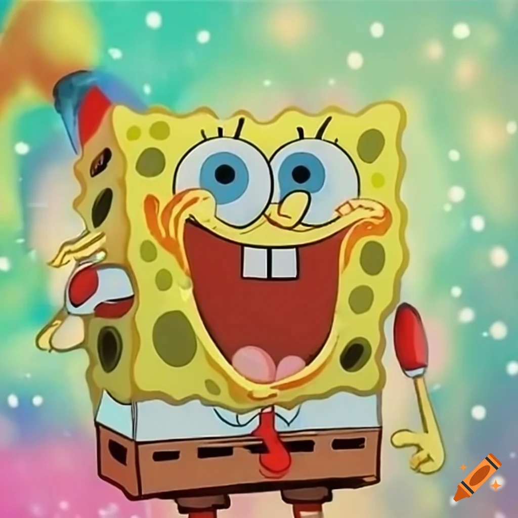 Spongebob and his friend patrick runnin behind jellyfish trying to
