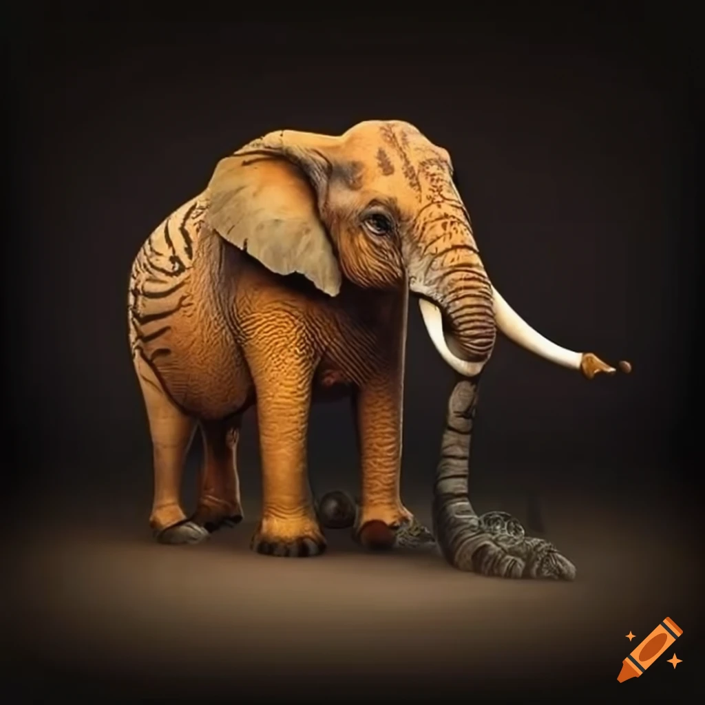 Illustration of an elephanttiger hybrid animal on Craiyon