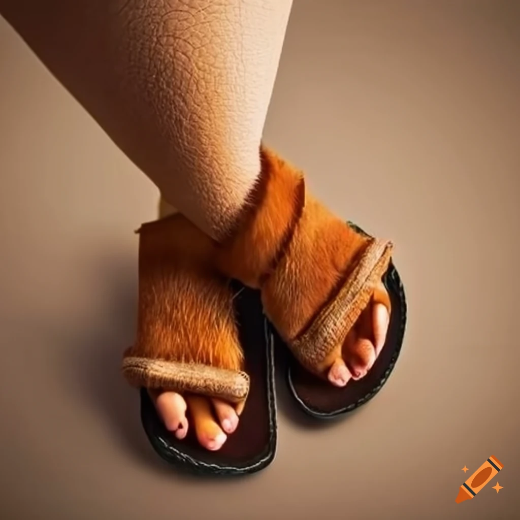yak fur and leather flip-flops