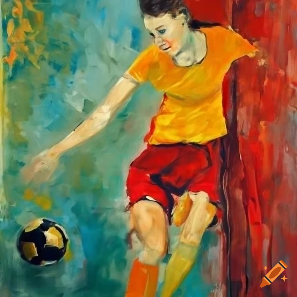 Oil painting of two soccer players in vibrant colors on Craiyon