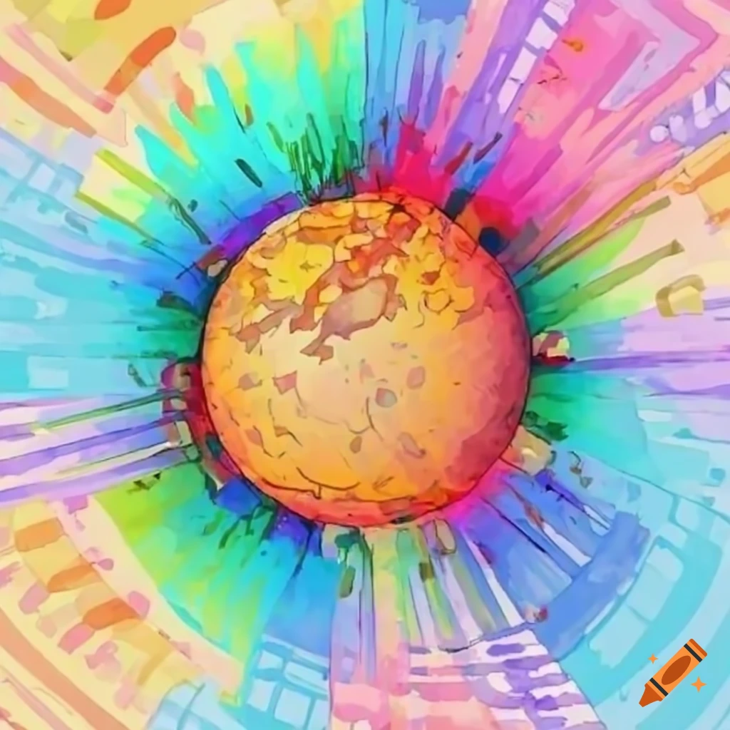 Abstract art of a sphere with the sun inside on craiyon