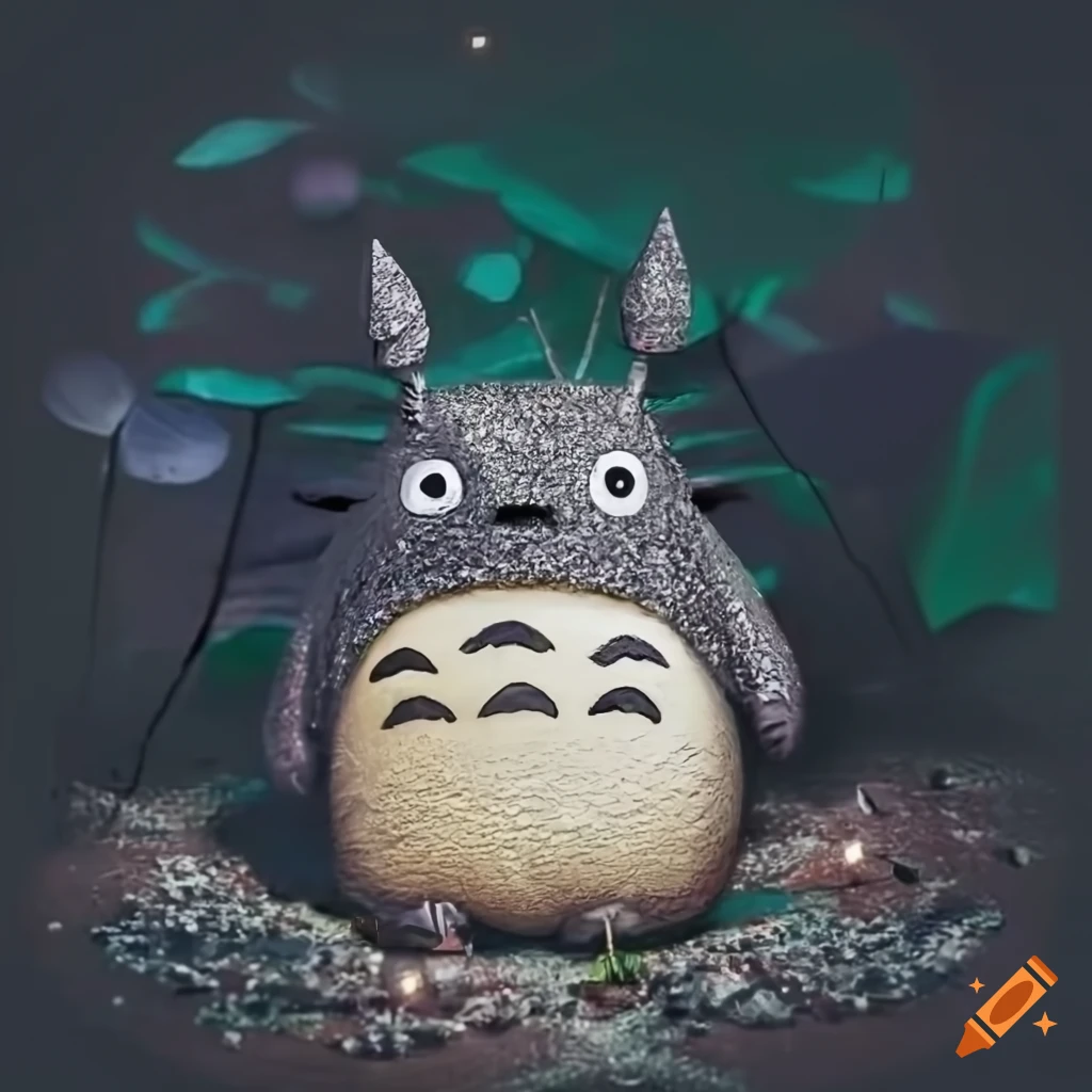 glittery Totoro Blade Runner-style diorama game