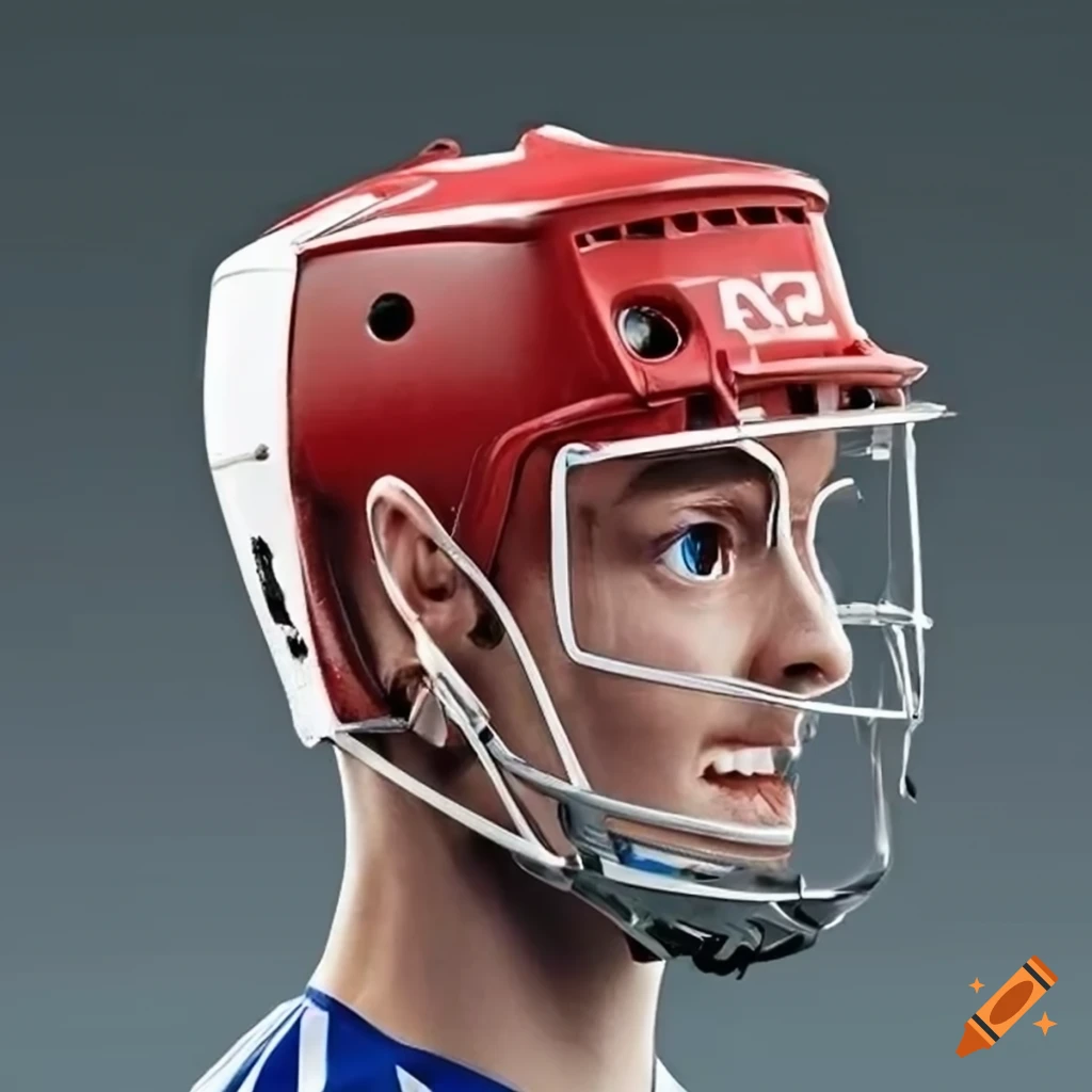 Hurling helmet in red and white