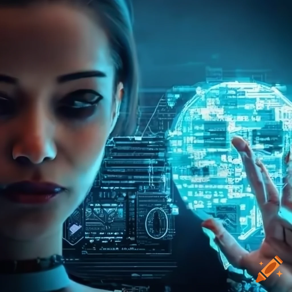 Professionals collaborating with ai for economic intelligence on Craiyon