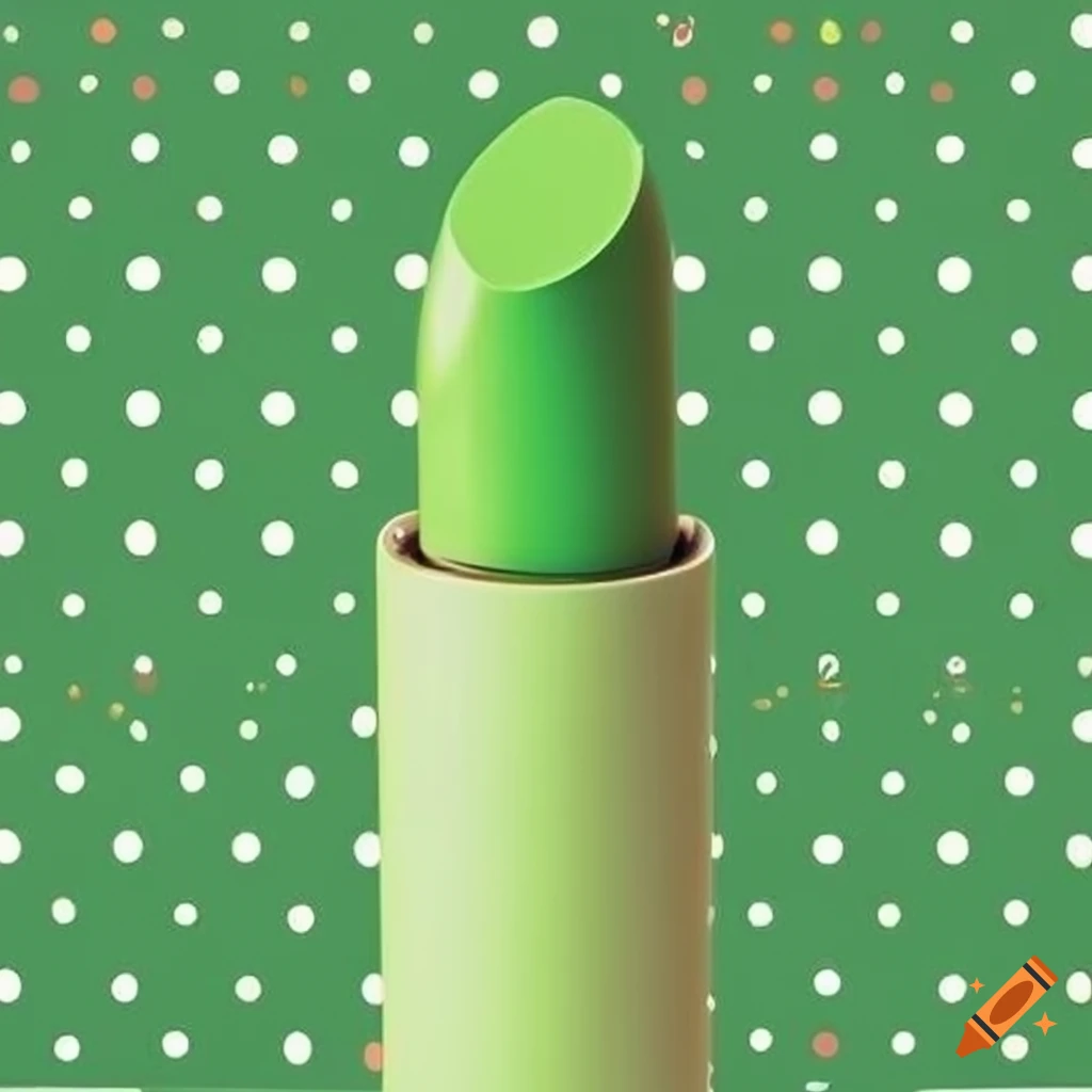 Lipstick tube with limegreen polka dots design on Craiyon