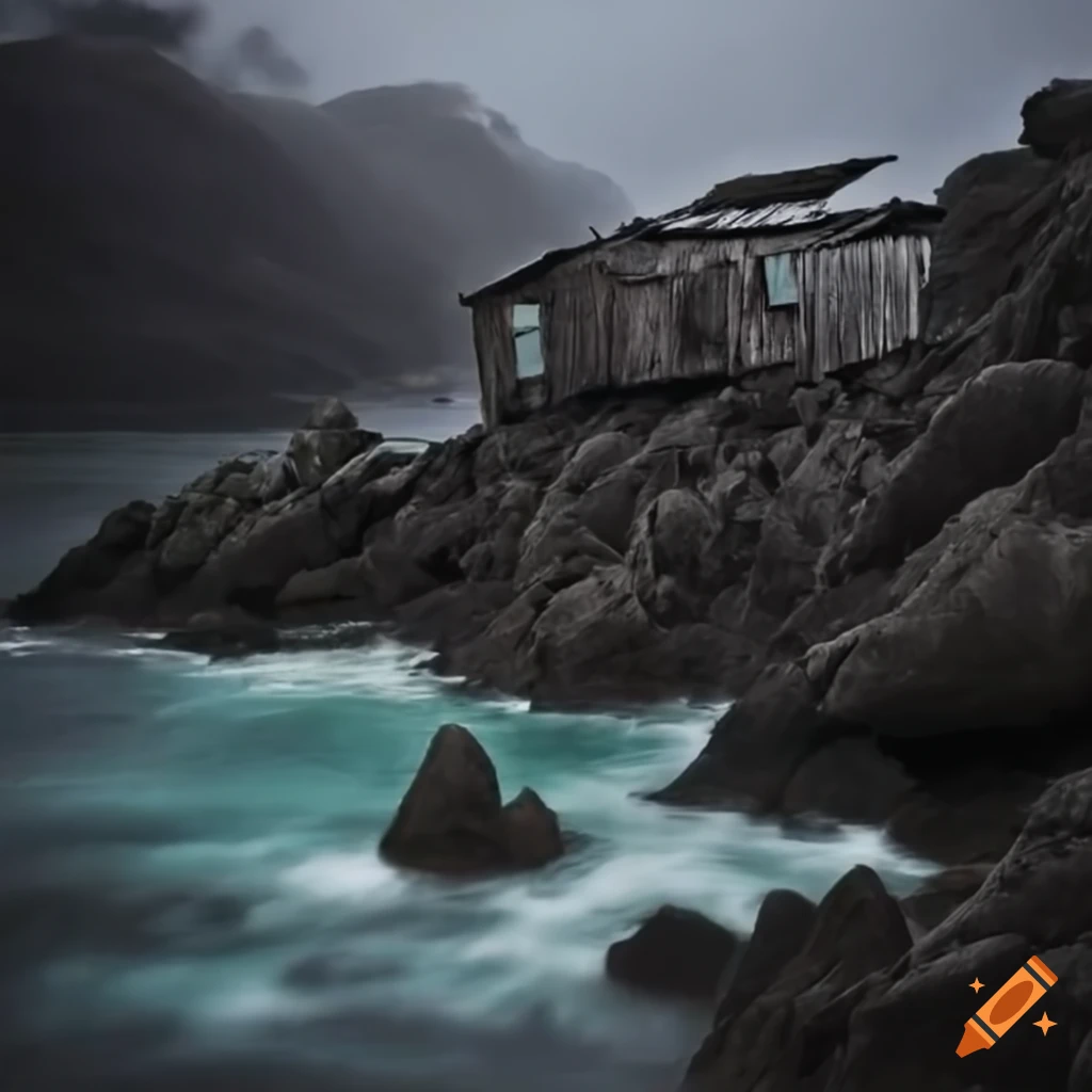 abandoned huts on a rocky island