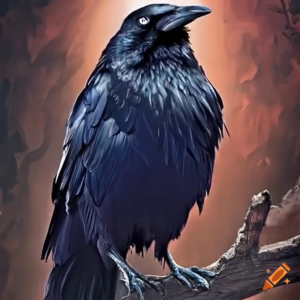 black raven perched on a branch
