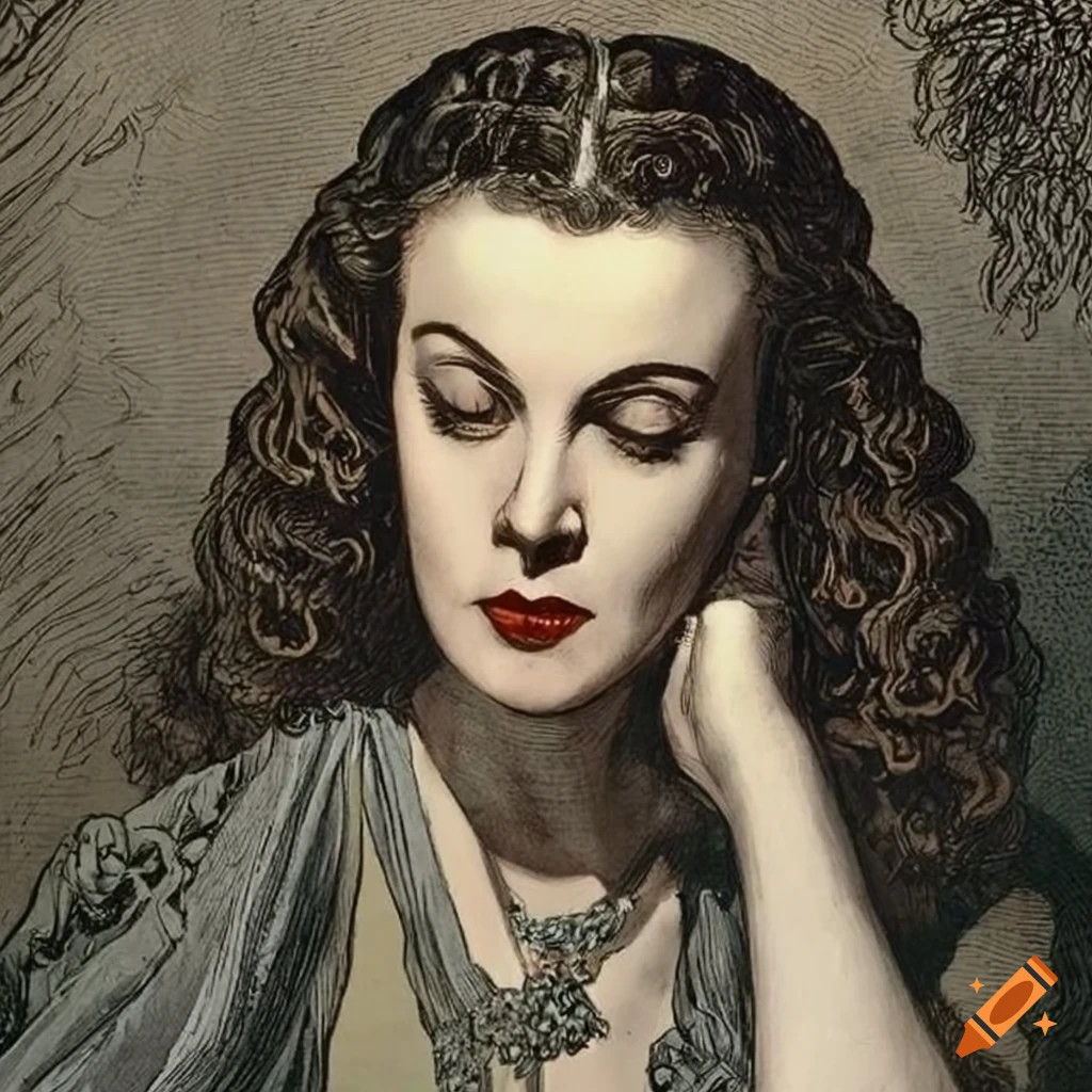 Graphic novel illustration of vivien leigh by gustave doré