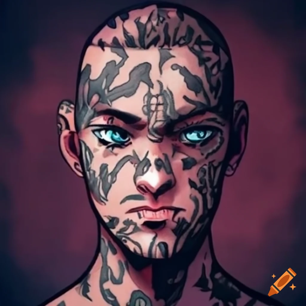 Tattooed man with Japanese-inspired tattoos on Craiyon