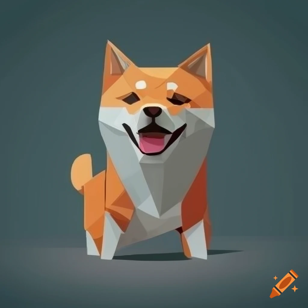 Vector art of a shiba inu in origami style