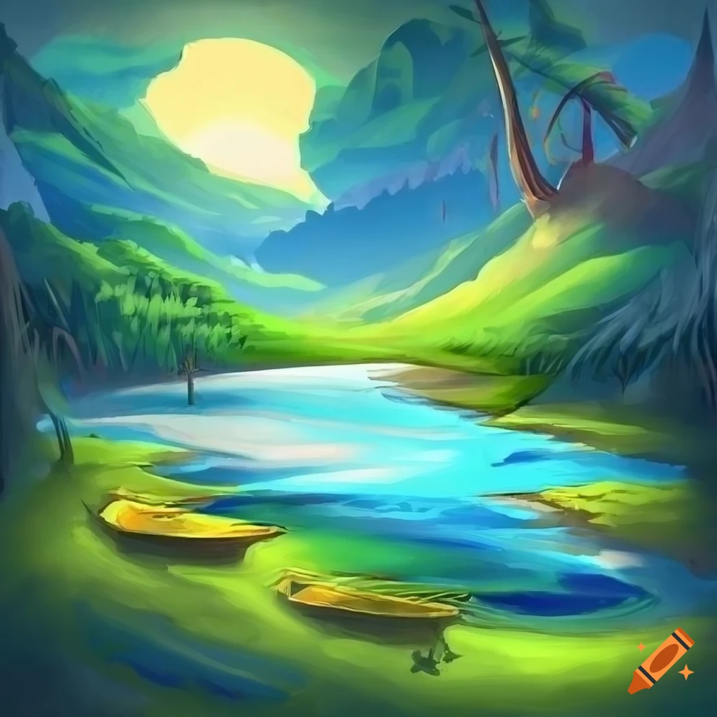 Tranquil cove in a fantasy art style
