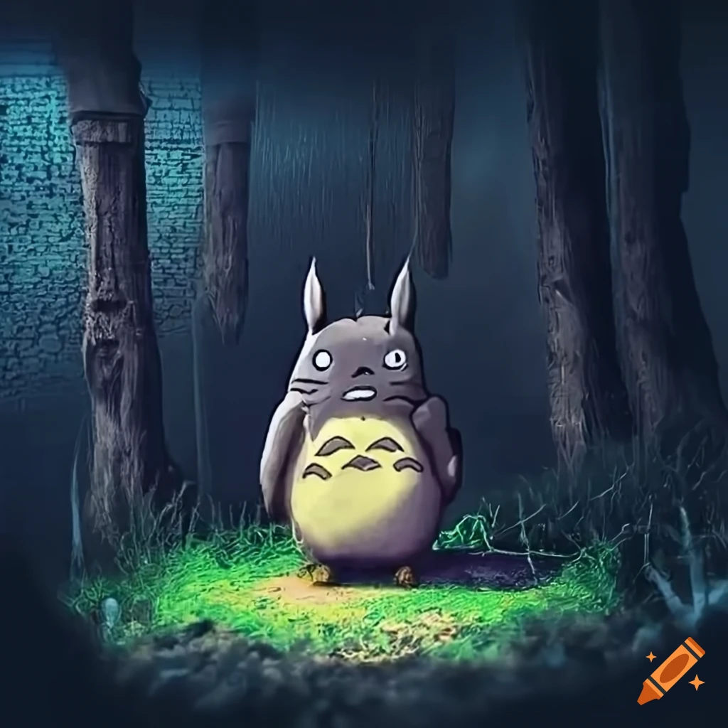 diorama of a Totoro Blade Runner inspired game