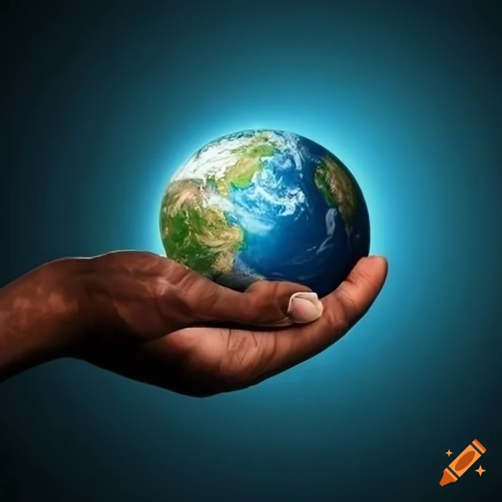 conceptual image of Earth held in hands