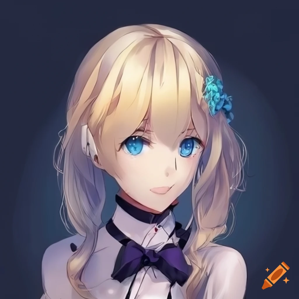 anime girl with blonde hair and blue eyes