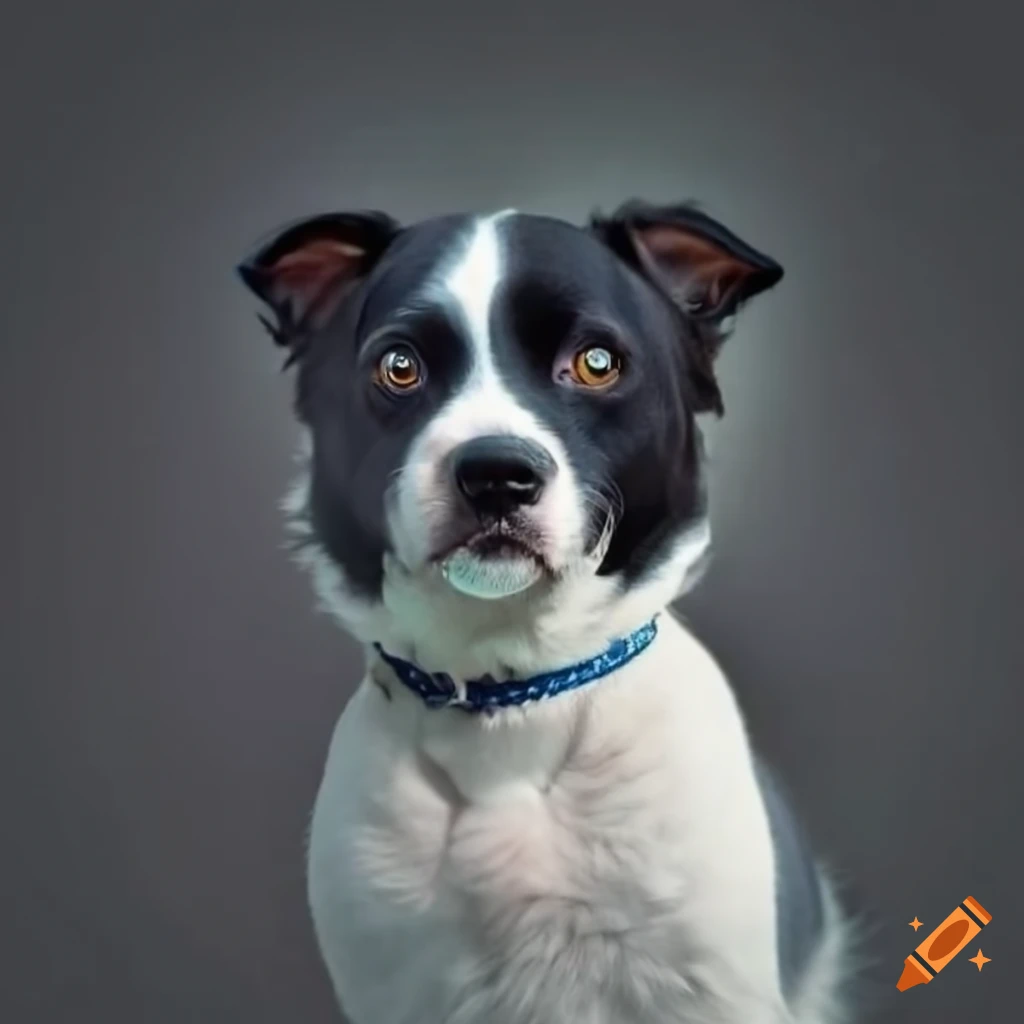image of a shy black and white dog