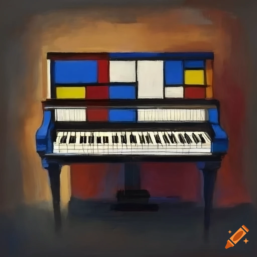 Mondrianinspired painting of a grand piano
