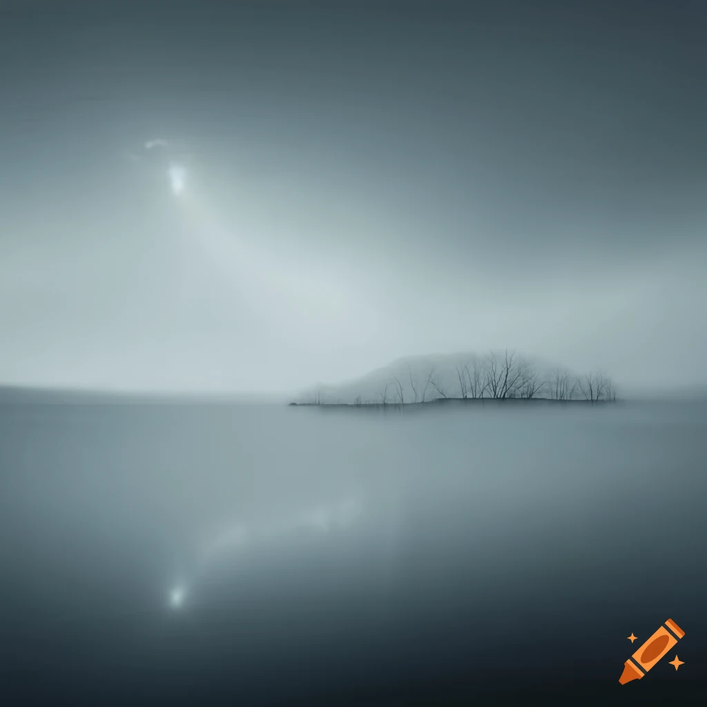 haunting landscape shrouded in white with a sense of primal fear