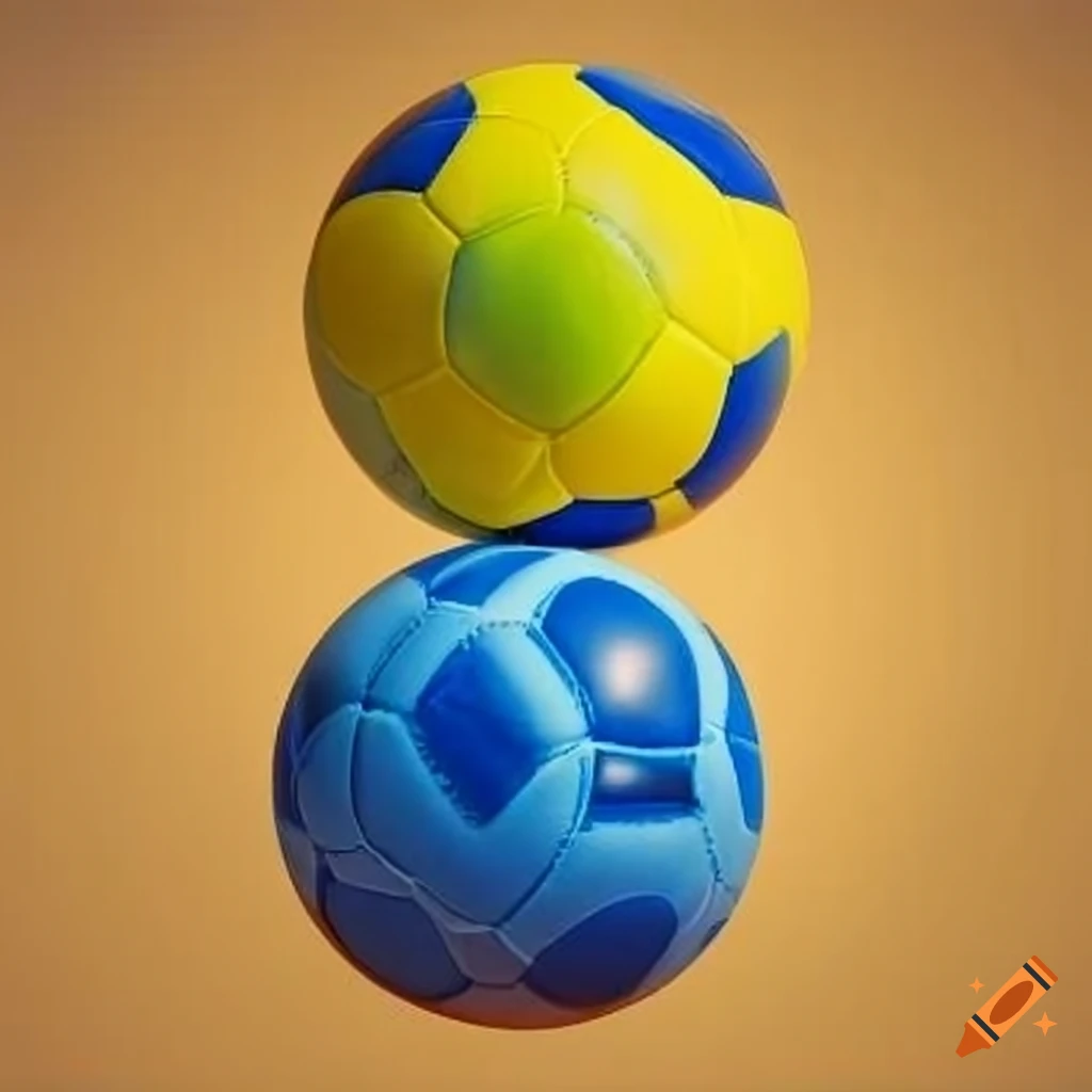 yellow and blue handball balls