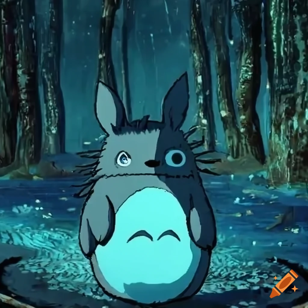 Totoro blade runner inspired video game with glitter on Craiyon