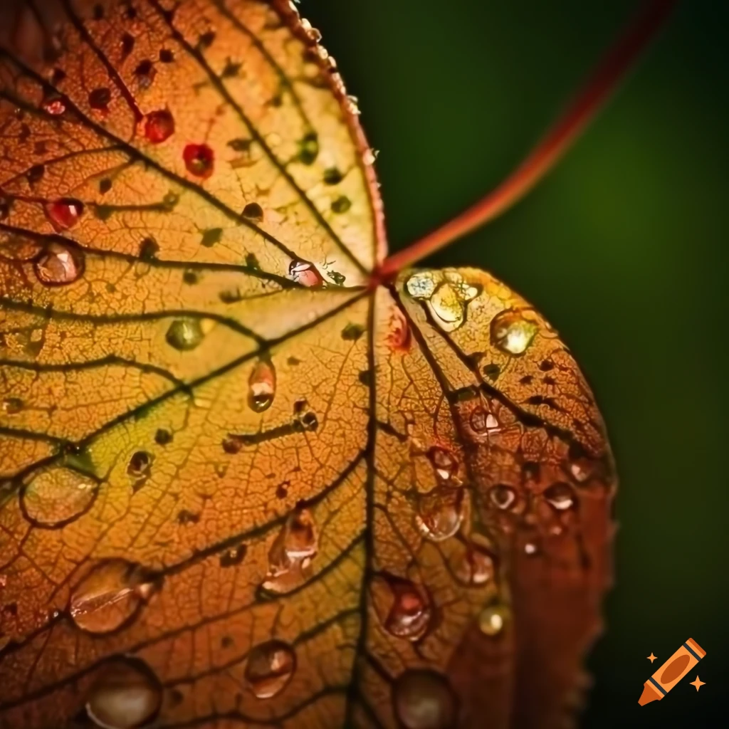 Beautiful green leaf with water drops with blank white background on Craiyon