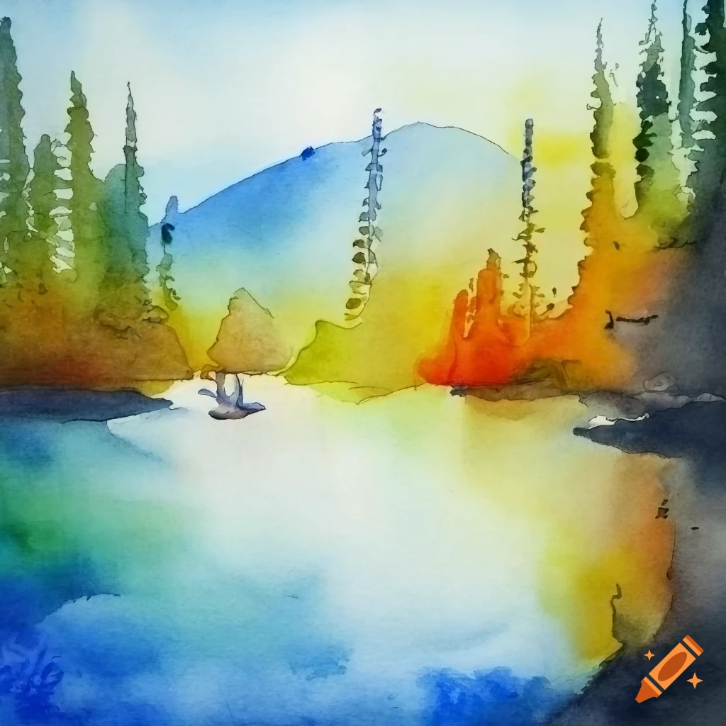 Easy Watercolor LANDSCAPE painting (night) for beginners - YouTube