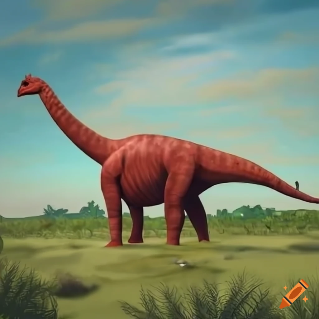 Image Of A Red Brachiosaurus In Tall Vegetation On Craiyon image-of-a-red-brachiosaurus-in-tall-vegetation-on-craiyon