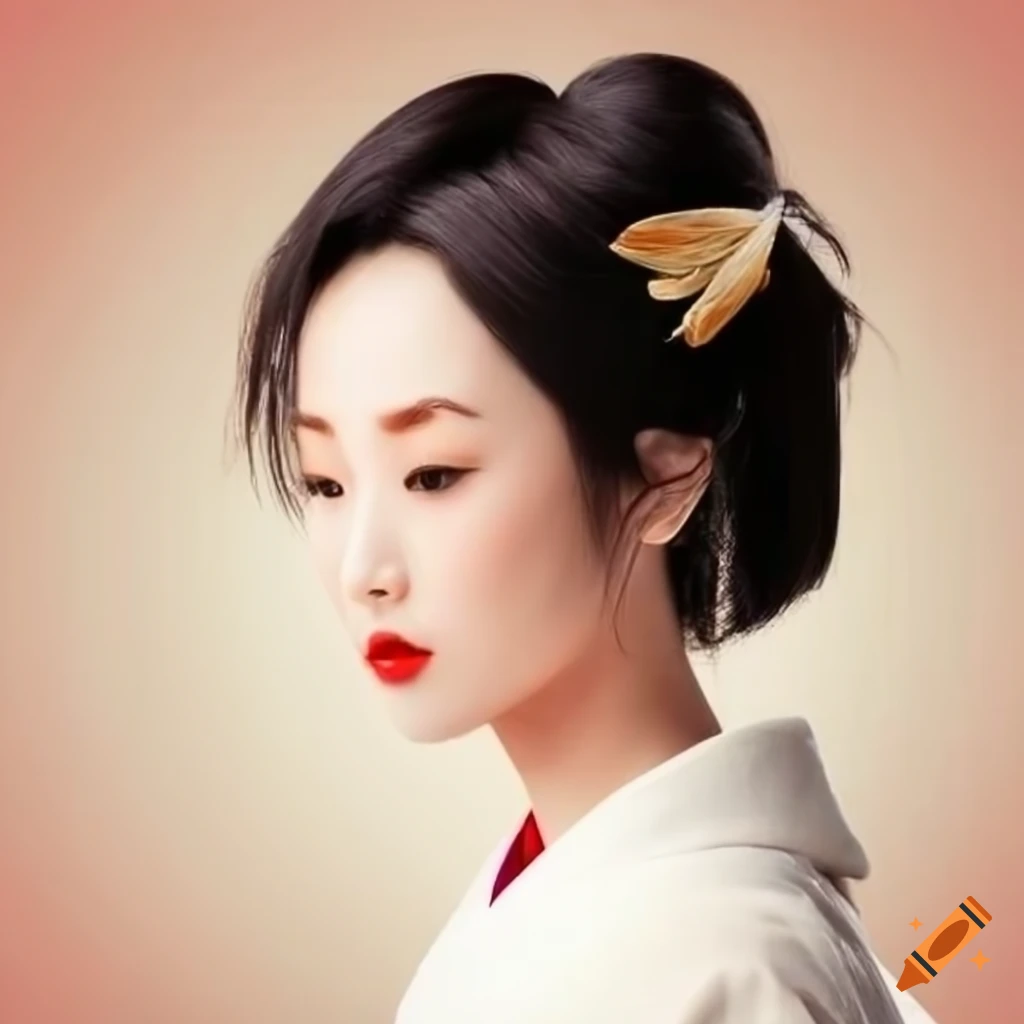 Japanese woman in white kimono on Craiyon