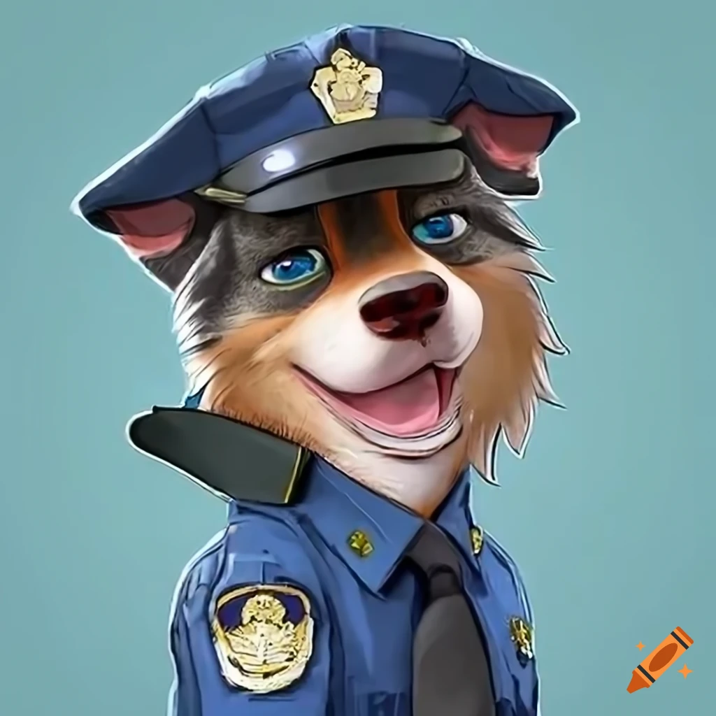 Cute australian shepherd police officer in zootopia style on Craiyon