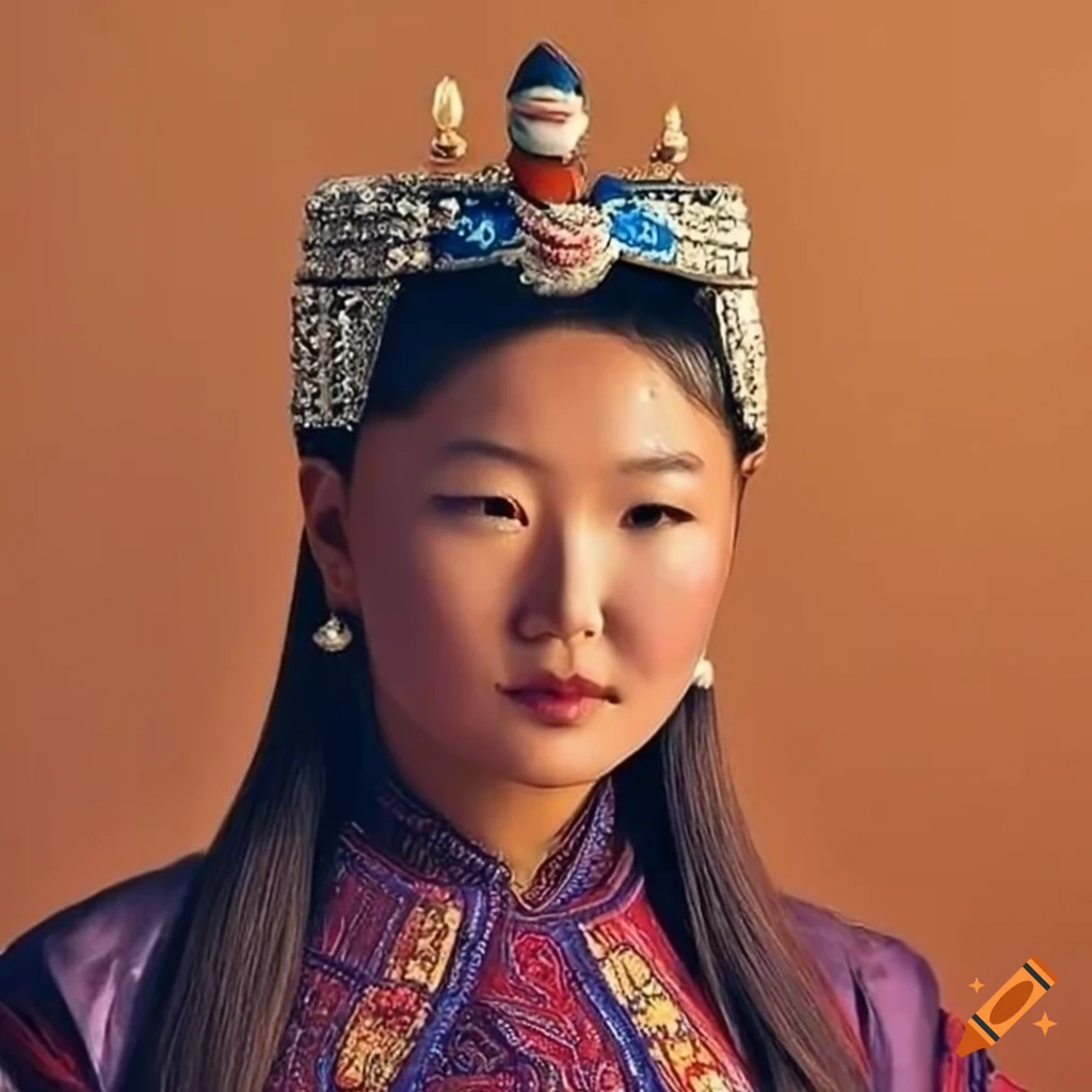 Norwegian imperial consort in hanbok with meori hairstyle on Craiyon