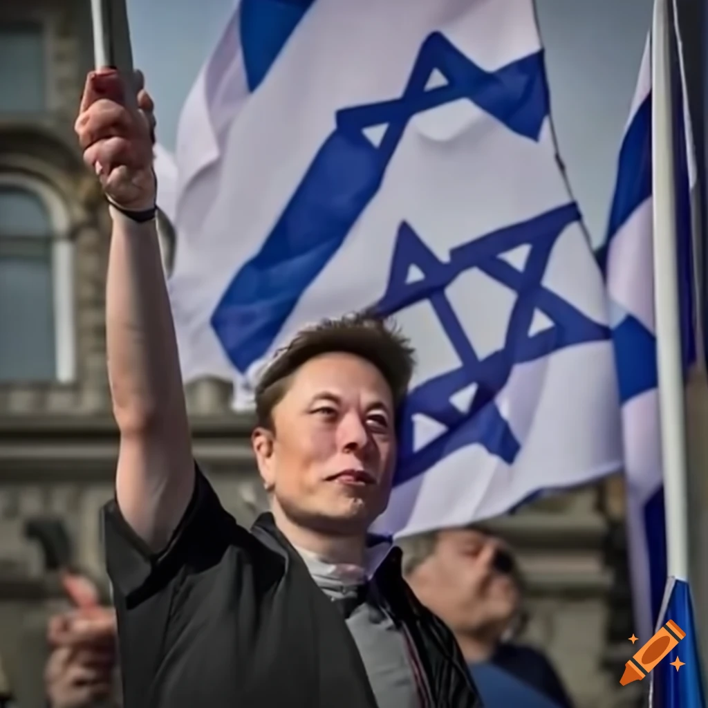 Elon musk holding the israel flag on Craiyon