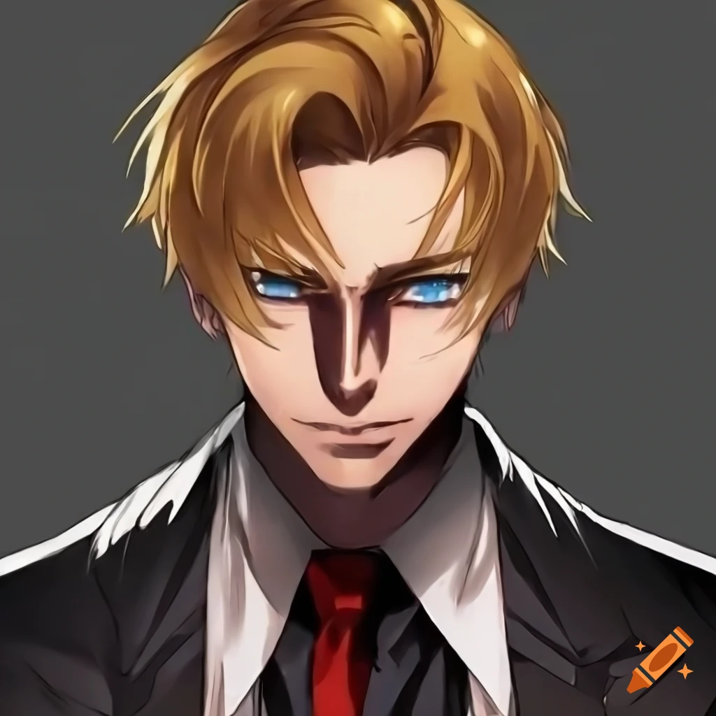 anime character with golden blonde hair and blue eyes