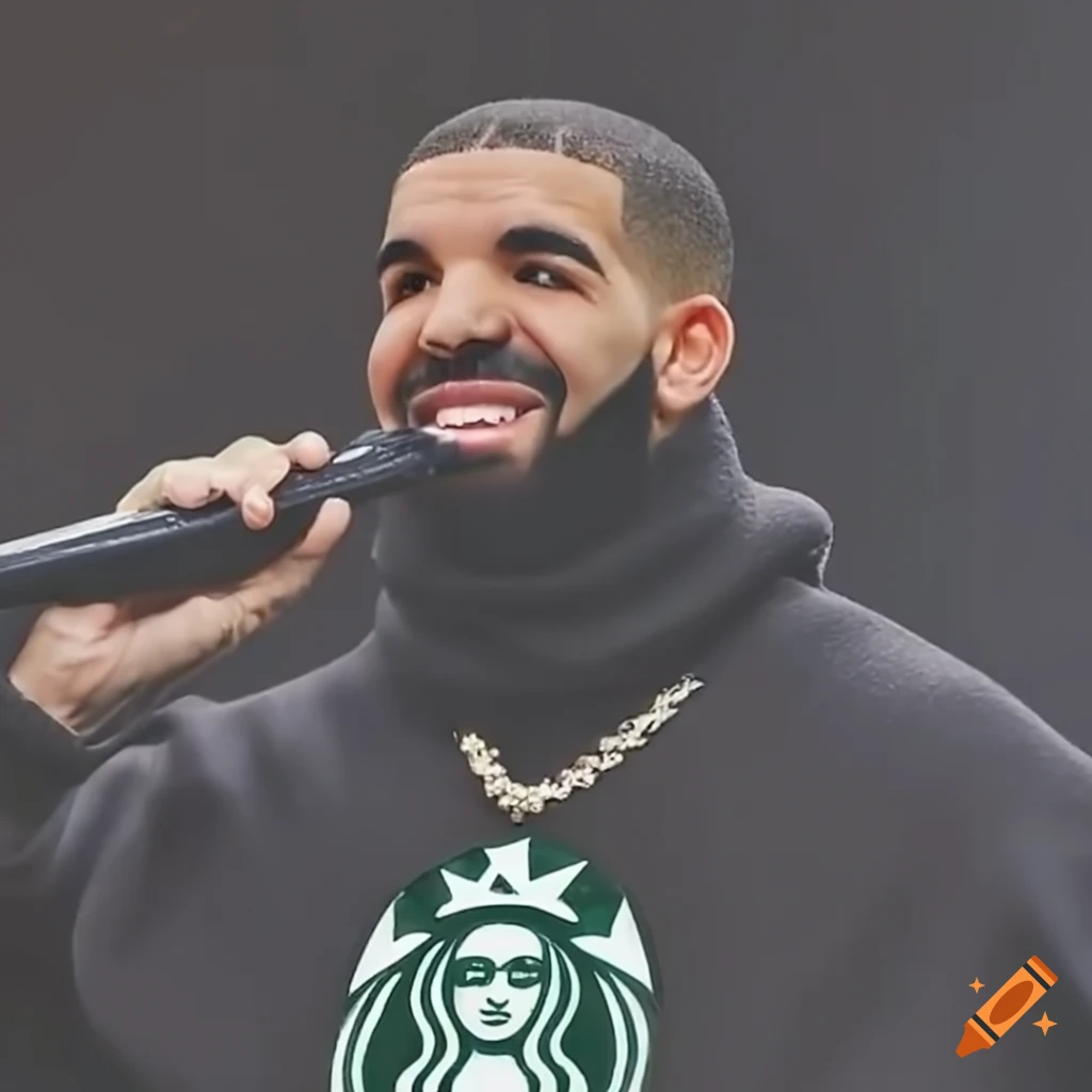 Drake the rapper robot at Starbucks